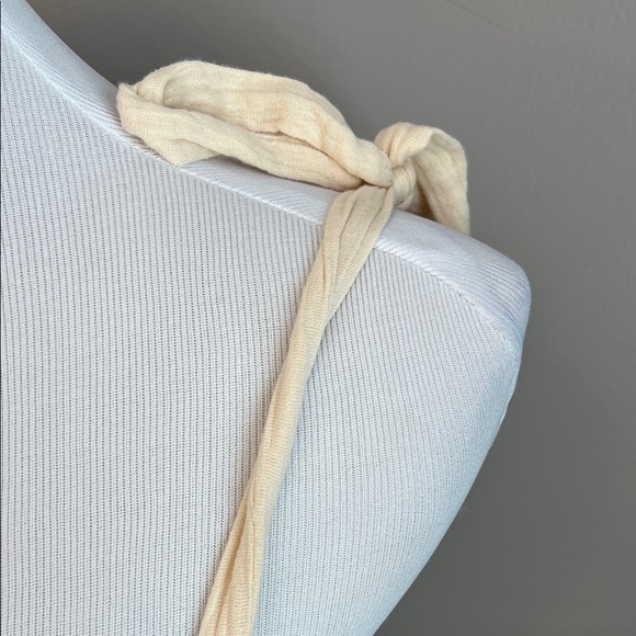 NWT A.Ren Cream Smocked Maxi Dress with Self-Tie Straps Bump Friendly Medium - Picture 5 of 10